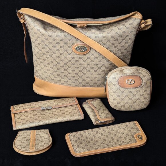 Gucci Handbags - GUCCI MicroGG Vintage Bag + Pouch + Wallet + Etui + Coin Purse + Keyholder SET